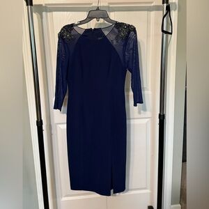 Adrianna Papell Mini Dress with sheer and beading detail